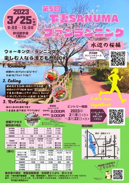 第5回下妻SANUMAファンランニング～水辺の桜編～｜イベント掲示板